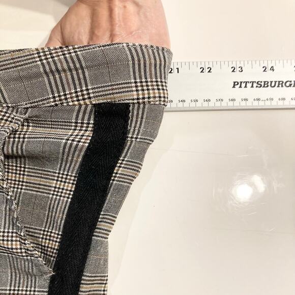 NWOT ICON AMSTERDAM Pants 30 Plaid Grey White  Black-Stripe Stretchy”Viera” - Picture 9 of 13